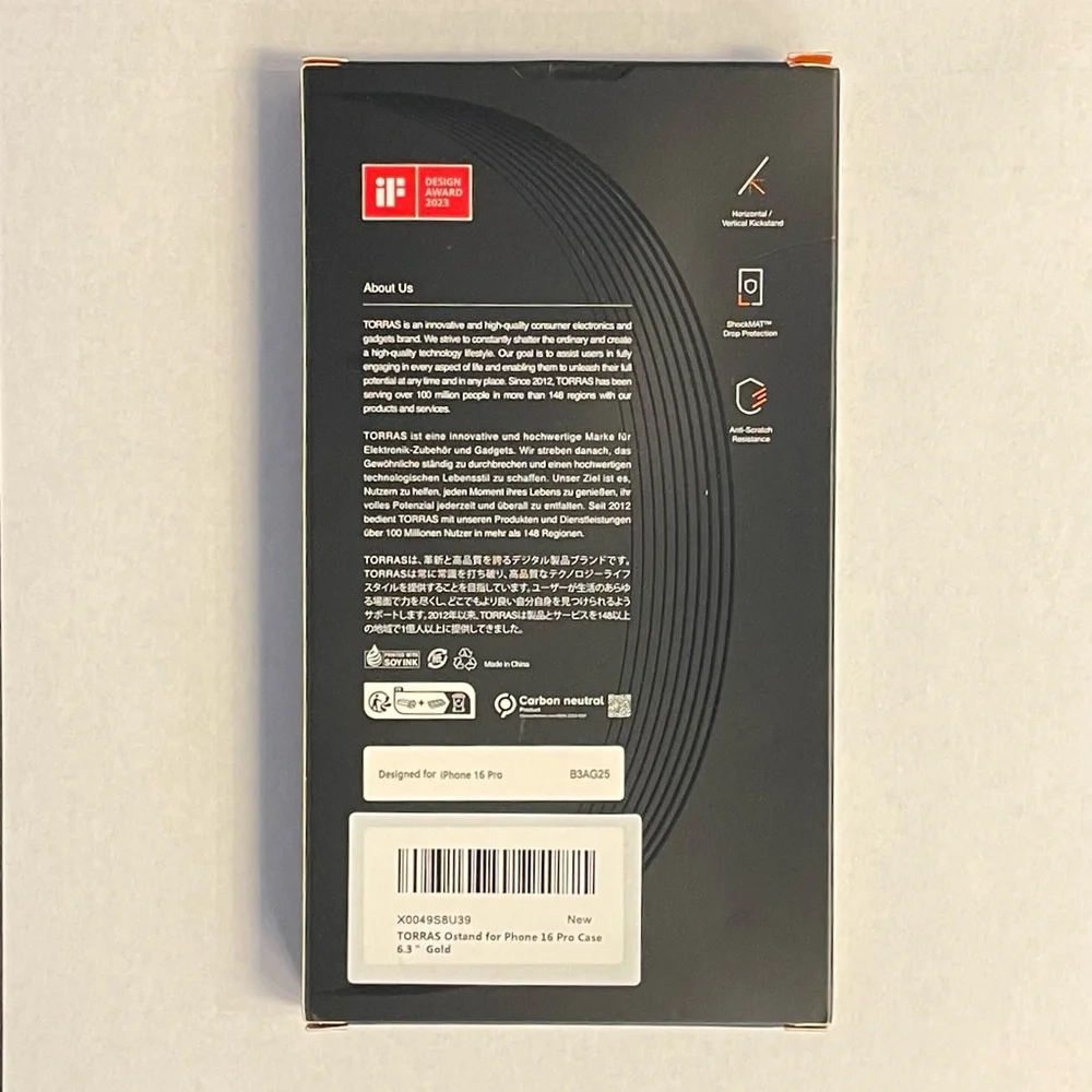 Torras Ostand Case iPhone 16 Pro Gold | Magnetic Ring Stand | New in Box
